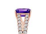 Rose gold Emerald Cut Cut Split Shank Pave Diamond Engagement Ring with Four-Prong Setting_5