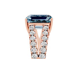 Rose gold Emerald Cut Cut Split Shank Pave Diamond Engagement Ring with Four-Prong Setting_5