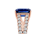 Rose gold Emerald Cut Cut Split Shank Pave Diamond Engagement Ring with Four-Prong Setting_5