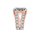 Rose gold Emerald Cut Cut Split Shank Pave Diamond Engagement Ring with Four-Prong Setting_5