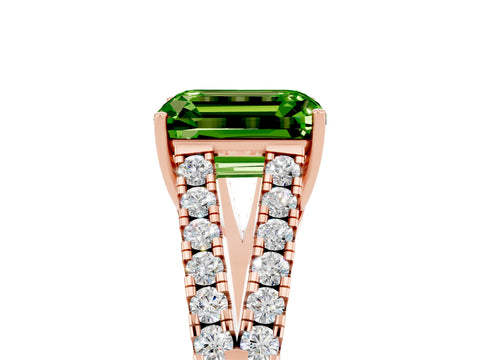 Rose gold Emerald Cut Cut Split Shank Pave Diamond Engagement Ring with Four-Prong Setting_5