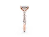 Rose gold Emerald Cut Diamond Brilliant Solitaire Ring with Pavé Band and Four-Prong Setting_17