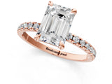 Rose gold Emerald Cut Diamond Brilliant Solitaire Ring with Pavé Band and Four-Prong Setting_22