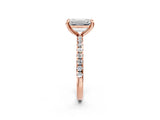Rose gold Emerald Cut Diamond Brilliant Solitaire Ring with Pavé Band and Four-Prong Setting_23