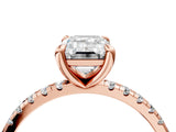 Rose gold Emerald Cut Diamond Brilliant Solitaire Ring with Pavé Band and Four-Prong Setting_25