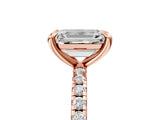 Rose gold Emerald Cut Diamond Brilliant Solitaire Ring with Pavé Band and Four-Prong Setting_26