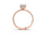 Rose gold Emerald Cut Diamond Brilliant Solitaire Ring with Pavé Band and Four-Prong Setting_641