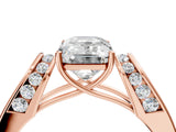 Rose gold Emerald Cut Diamond Channel Set Solitaire Ring with Four-Prong Setting_16