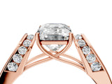 Rose gold Emerald Cut Diamond Channel Set Solitaire Ring with Four-Prong Setting_40