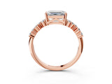 Rose gold Emerald Cut Diamond Cluster Pavé Band with Four-Prong Setting_15