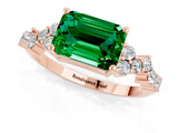 Rose gold Emerald Cut Diamond Cluster Pavé Band with Four-Prong Setting_1