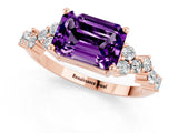 Rose gold Emerald Cut Diamond Cluster Pavé Band with Four-Prong Setting_1