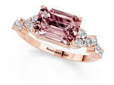 Rose gold Emerald Cut Diamond Cluster Pavé Band with Four-Prong Setting_1