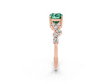 Rose gold Emerald Cut Diamond Cluster Pavé Band with Four-Prong Setting_2