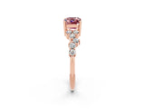 Rose gold Emerald Cut Diamond Cluster Pavé Band with Four-Prong Setting_2