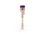 Rose gold Emerald Cut Diamond Cluster Pavé Band with Four-Prong Setting_2