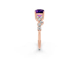 Rose gold Emerald Cut Diamond Cluster Pavé Band with Four-Prong Setting_2