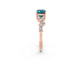 Rose gold Emerald Cut Diamond Cluster Pavé Band with Four-Prong Setting_2