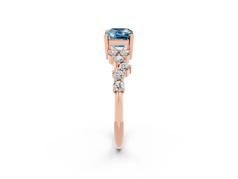 Rose gold Emerald Cut Diamond Cluster Pavé Band with Four-Prong Setting_2