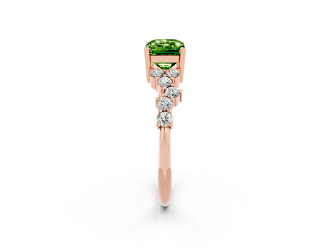 Rose gold Emerald Cut Diamond Cluster Pavé Band with Four-Prong Setting_2