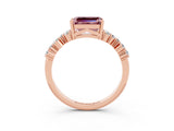 Rose gold Emerald Cut Diamond Cluster Pavé Band with Four-Prong Setting_3