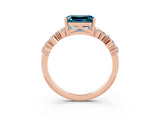 Rose gold Emerald Cut Diamond Cluster Pavé Band with Four-Prong Setting_3