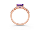 Rose gold Emerald Cut Diamond Cluster Pavé Band with Four-Prong Setting_3