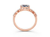 Rose gold Emerald Cut Diamond Cluster Pavé Band with Four-Prong Setting_3