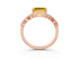 Rose gold Emerald Cut Diamond Cluster Pavé Band with Four-Prong Setting_3