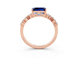 Rose gold Emerald Cut Diamond Cluster Pavé Band with Four-Prong Setting_3