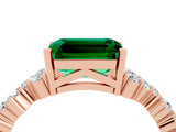 Rose gold Emerald Cut Diamond Cluster Pavé Band with Four-Prong Setting_4