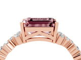 Rose gold Emerald Cut Diamond Cluster Pavé Band with Four-Prong Setting_4