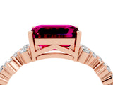 Rose gold Emerald Cut Diamond Cluster Pavé Band with Four-Prong Setting_4