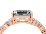 Rose gold Emerald Cut Diamond Cluster Pavé Band with Four-Prong Setting_4