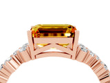 Rose gold Emerald Cut Diamond Cluster Pavé Band with Four-Prong Setting_4