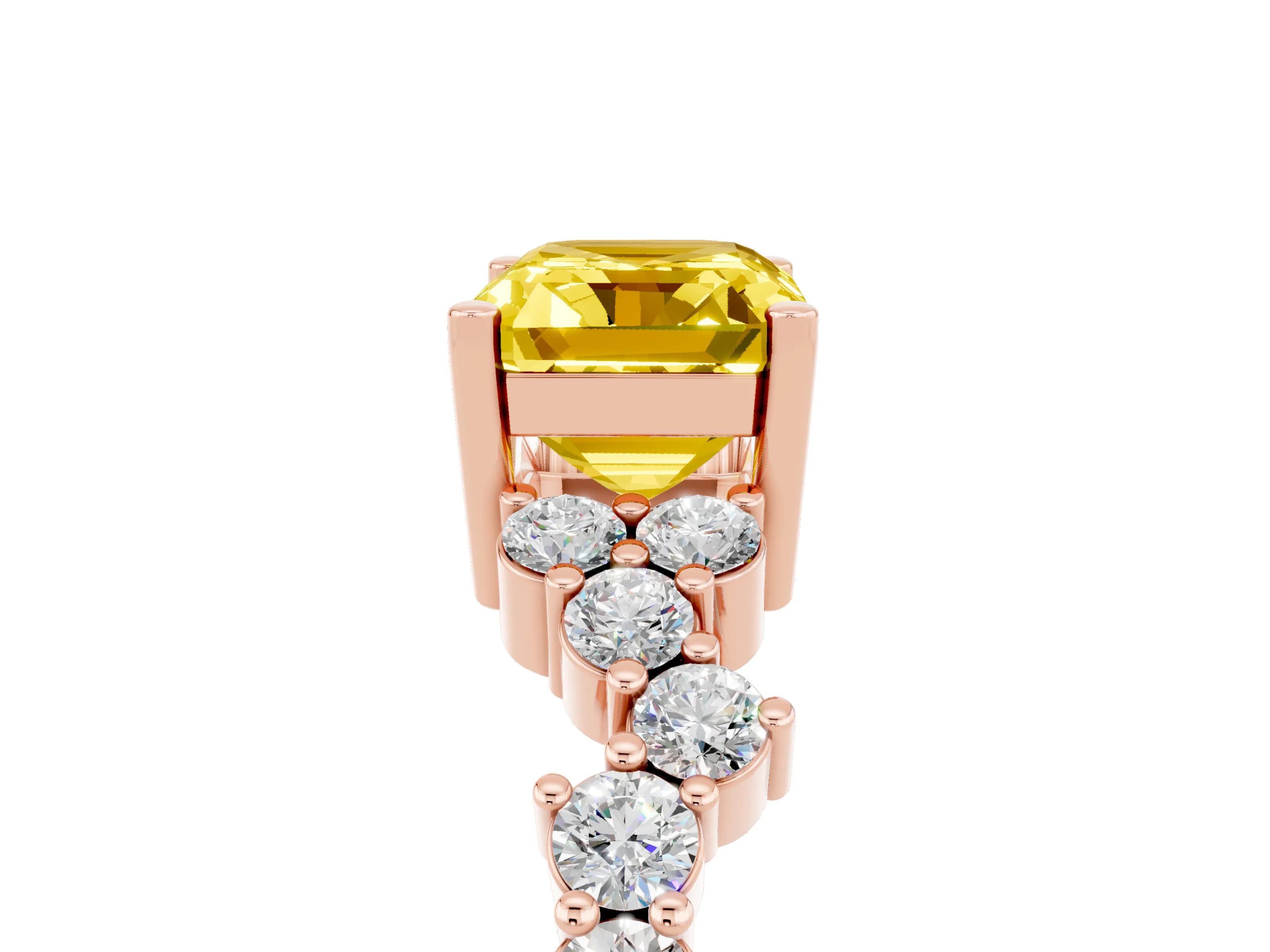 Rose gold Emerald Cut Diamond Cluster Pavé Band with Four-Prong Setting_5