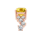Rose gold Emerald Cut Diamond Cluster Pavé Band with Four-Prong Setting_5
