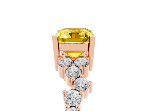 Rose gold Emerald Cut Diamond Cluster Pavé Band with Four-Prong Setting_5