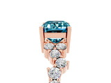 Rose gold Emerald Cut Diamond Cluster Pavé Band with Four-Prong Setting_5