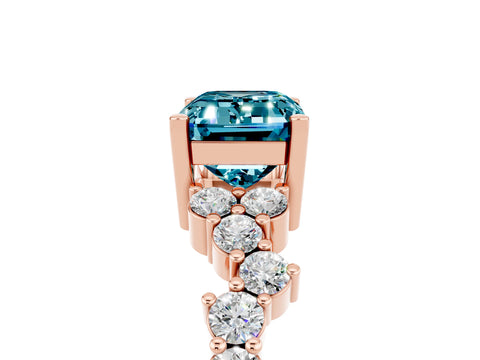 Rose gold Emerald Cut Diamond Cluster Pavé Band with Four-Prong Setting_5