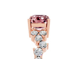 Rose gold Emerald Cut Diamond Cluster Pavé Band with Four-Prong Setting_5