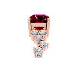 Rose gold Emerald Cut Diamond Cluster Pavé Band with Four-Prong Setting_5