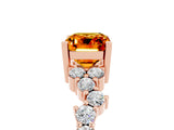 Rose gold Emerald Cut Diamond Cluster Pavé Band with Four-Prong Setting_5