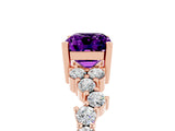 Rose gold Emerald Cut Diamond Cluster Pavé Band with Four-Prong Setting_5