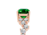 Rose gold Emerald Cut Diamond Cluster Pavé Band with Four-Prong Setting_5