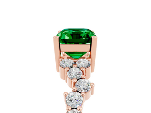 Rose gold Emerald Cut Diamond Cluster Pavé Band with Four-Prong Setting_5
