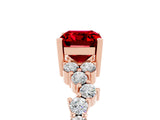 Rose gold Emerald Cut Diamond Cluster Pavé Band with Four-Prong Setting_5