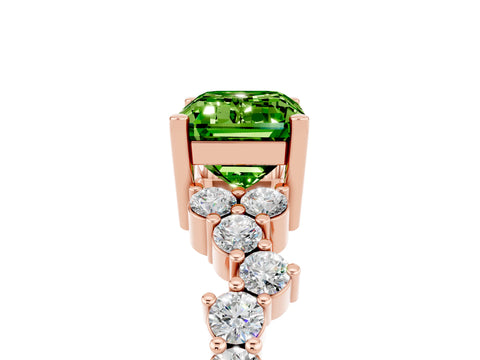 Rose gold Emerald Cut Diamond Cluster Pavé Band with Four-Prong Setting_5