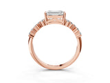 Rose gold Emerald Cut Diamond Cluster Pavé Band with Four-Prong Setting_6