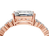 Rose gold Emerald Cut Diamond Cluster Pavé Band with Four-Prong Setting_7